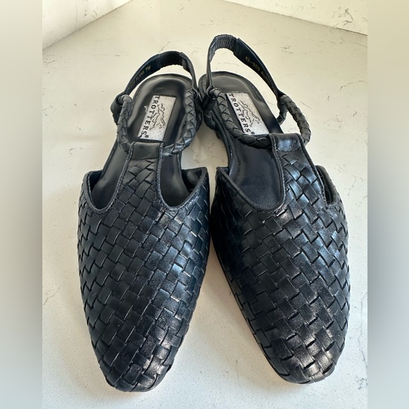 Trotters Blue Leather woven flat‎ sz 7w - Picture 1 of 10